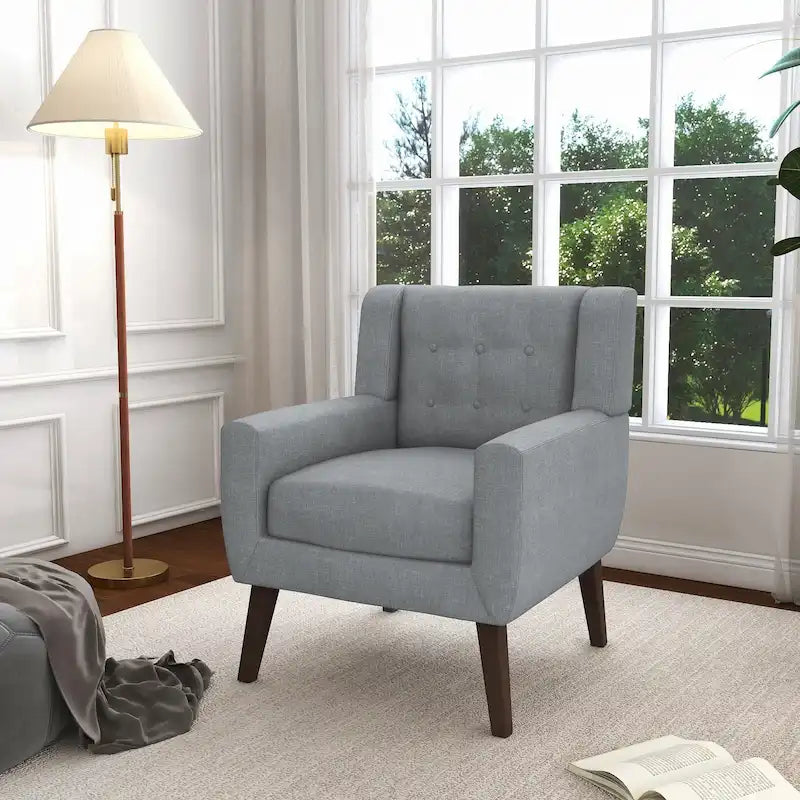 Fauteuil d'appoint moderne en tissu aspect coton/lin