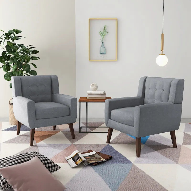 Fauteuil d'appoint moderne en tissu aspect coton/lin