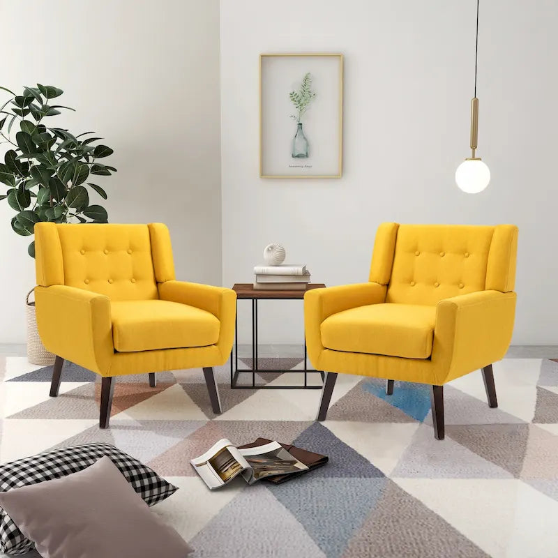Fauteuil d'appoint moderne en tissu aspect coton/lin