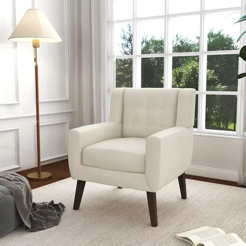 Fauteuil d'appoint moderne en tissu aspect coton/lin