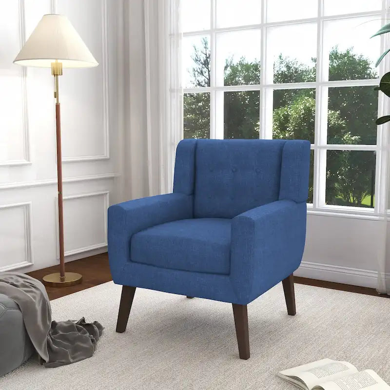Fauteuil d'appoint moderne en tissu aspect coton/lin