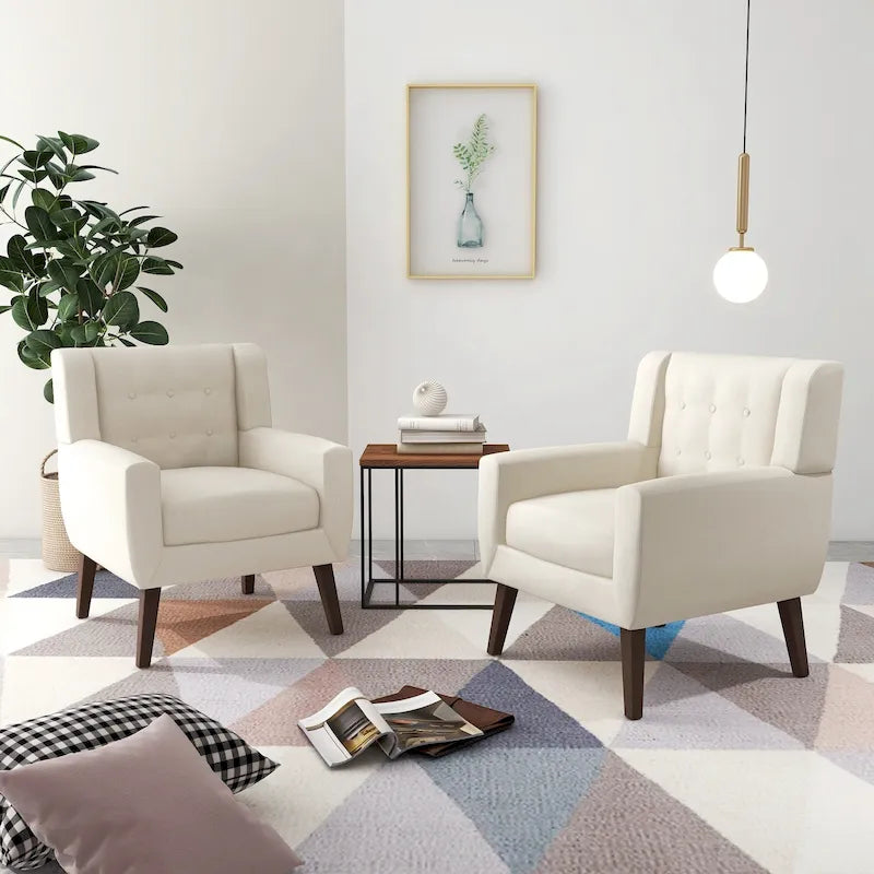 Fauteuil d'appoint moderne en tissu aspect coton/lin