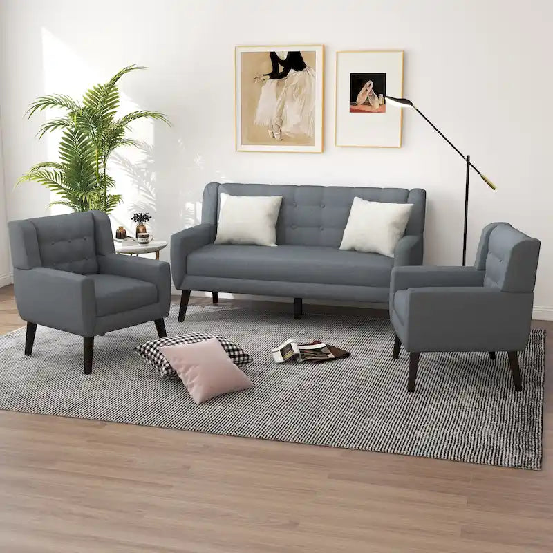 Fauteuil d'appoint moderne en tissu aspect coton/lin