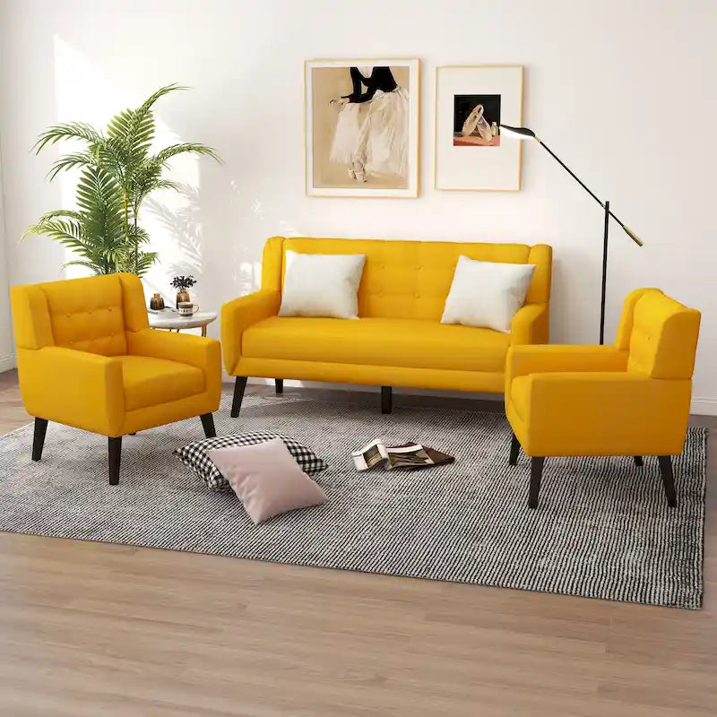 Fauteuil d'appoint moderne en tissu aspect coton/lin
