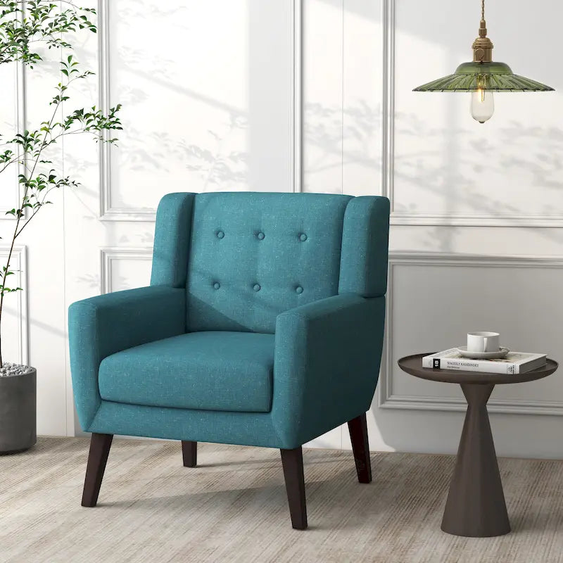Fauteuil d'appoint moderne en tissu aspect coton/lin