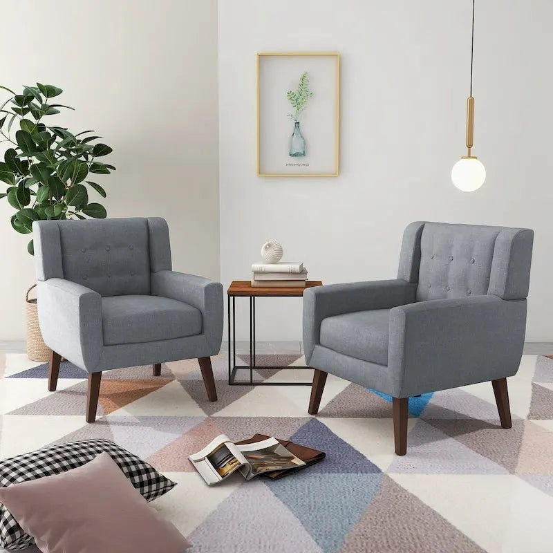 Cotton/ Linen Look Fabric Modern Accent Chair Armchair