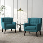 Fauteuil d'appoint moderne en tissu aspect coton/lin