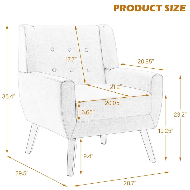 Fauteuil d'appoint moderne en tissu aspect coton/lin