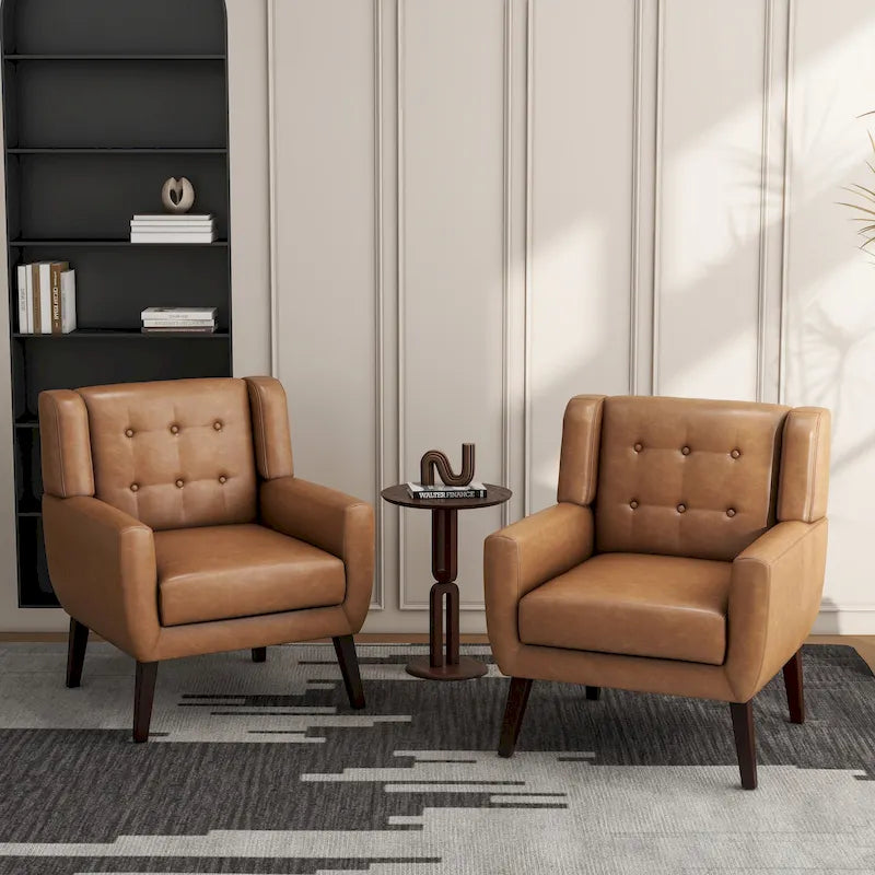 Fauteuil d'appoint moderne en tissu aspect coton/lin