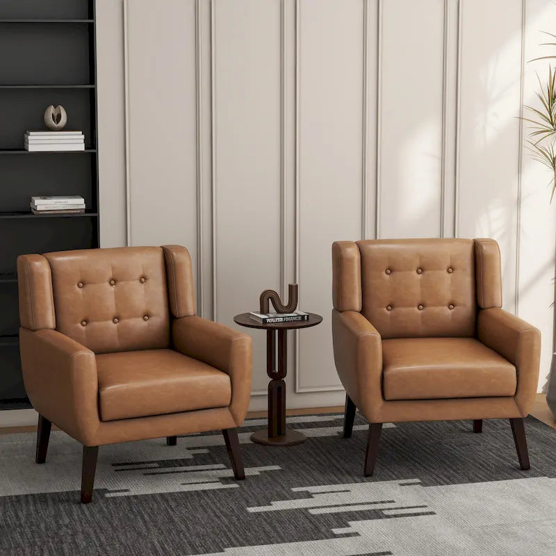 Fauteuil d'appoint moderne en tissu aspect coton/lin