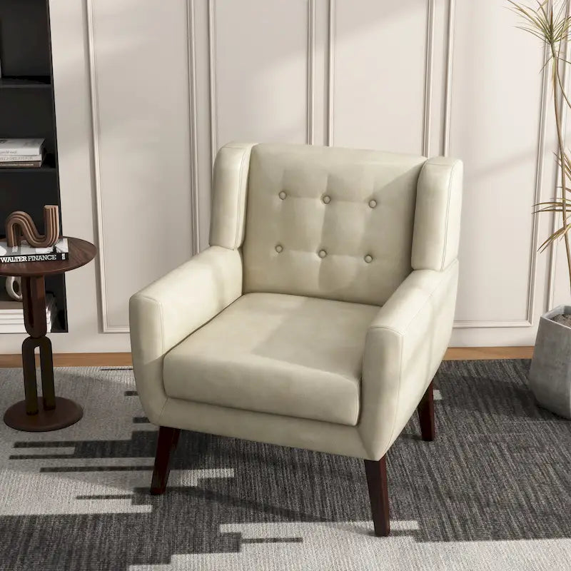 Fauteuil d'appoint moderne en tissu aspect coton/lin