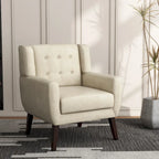 Fauteuil d'appoint moderne en tissu aspect coton/lin
