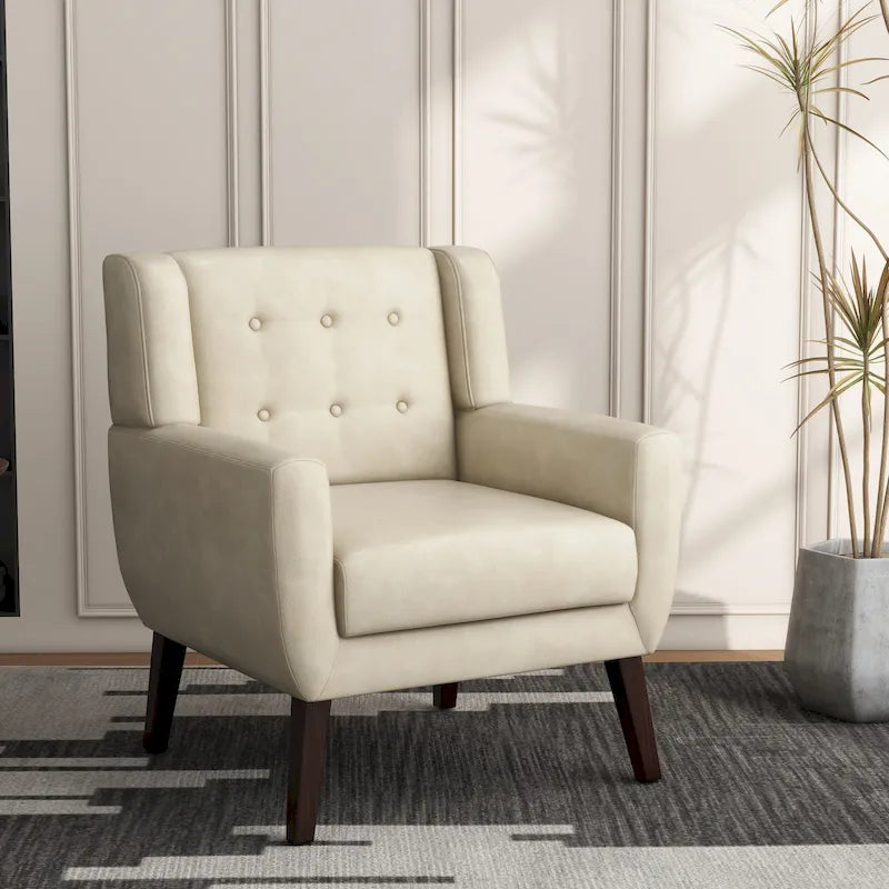 Fauteuil d'appoint moderne en tissu aspect coton/lin