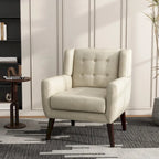 Fauteuil d'appoint moderne en tissu aspect coton/lin