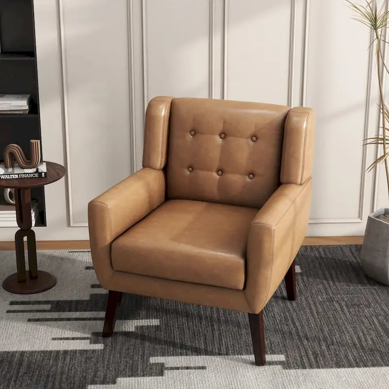 Fauteuil d'appoint moderne en tissu aspect coton/lin