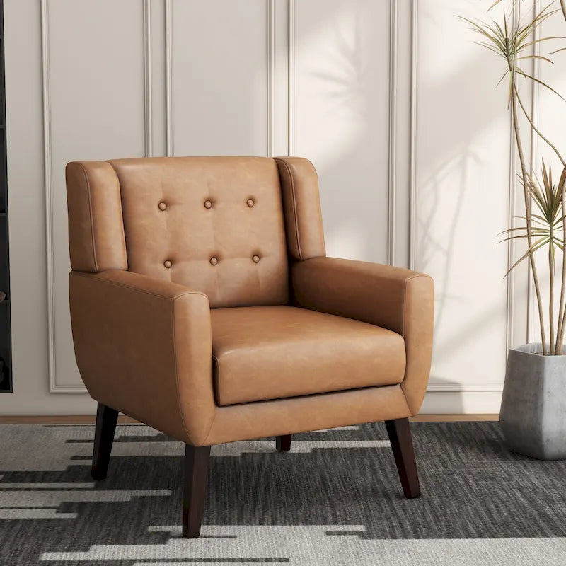 Fauteuil d'appoint moderne en tissu aspect coton/lin