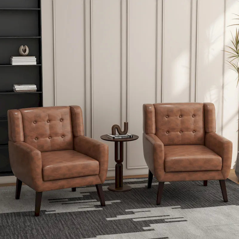 Fauteuil d'appoint moderne en tissu aspect coton/lin