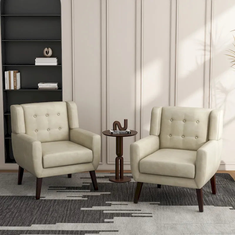 Fauteuil d'appoint moderne en tissu aspect coton/lin