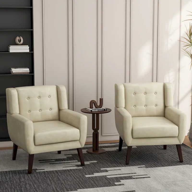 Fauteuil d'appoint moderne en tissu aspect coton/lin