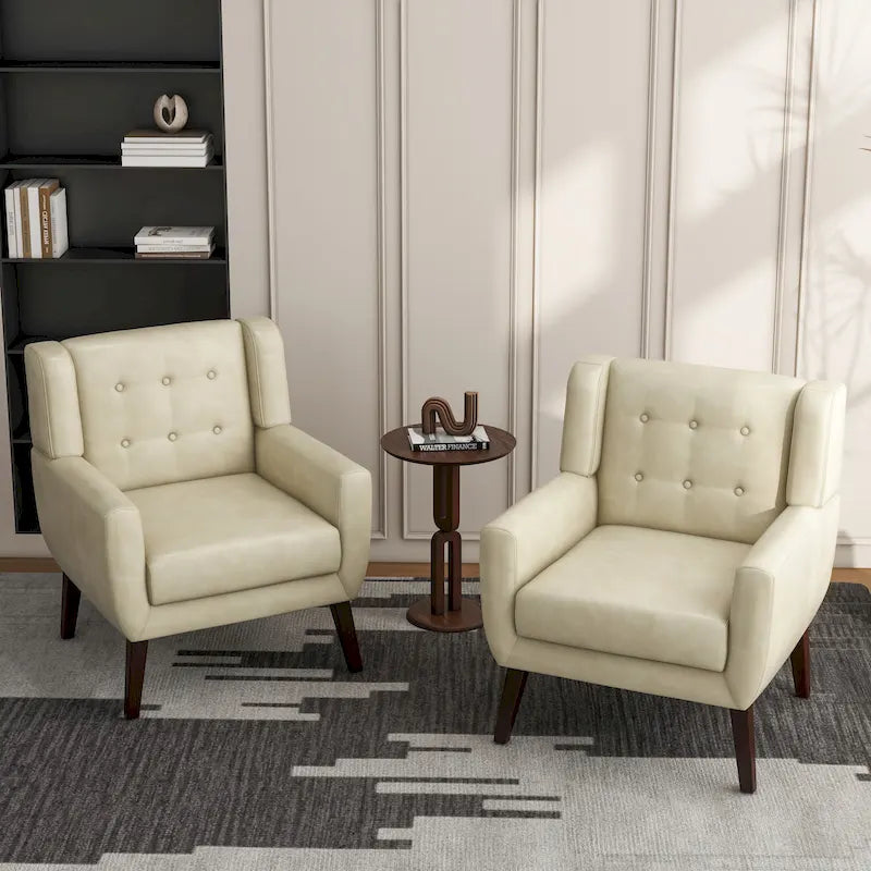 Fauteuil d'appoint moderne en tissu aspect coton/lin
