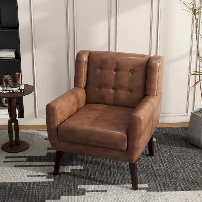 Fauteuil d'appoint moderne en tissu aspect coton/lin
