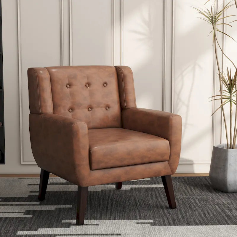 Fauteuil d'appoint moderne en tissu aspect coton/lin