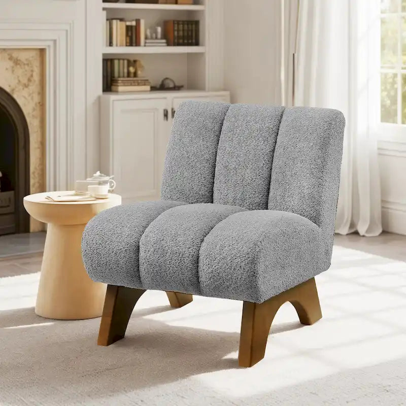 Fauteuil d'appoint Art Leon moderne en bois et tissu