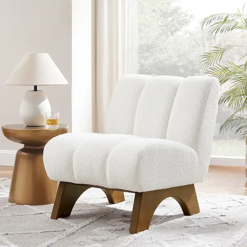 Fauteuil d'appoint Art Leon moderne en bois et tissu