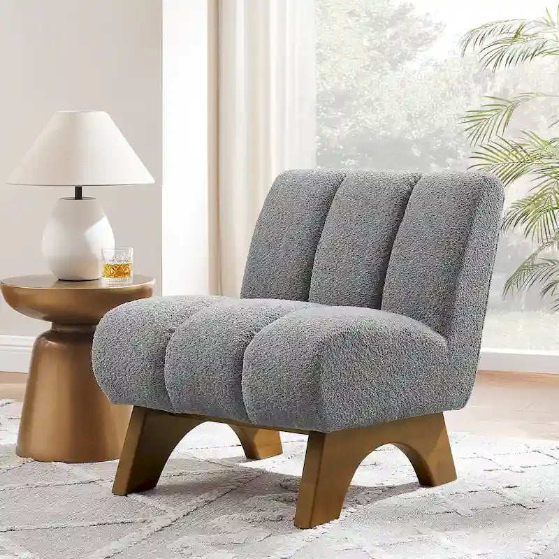 Fauteuil d'appoint Art Leon moderne en bois et tissu