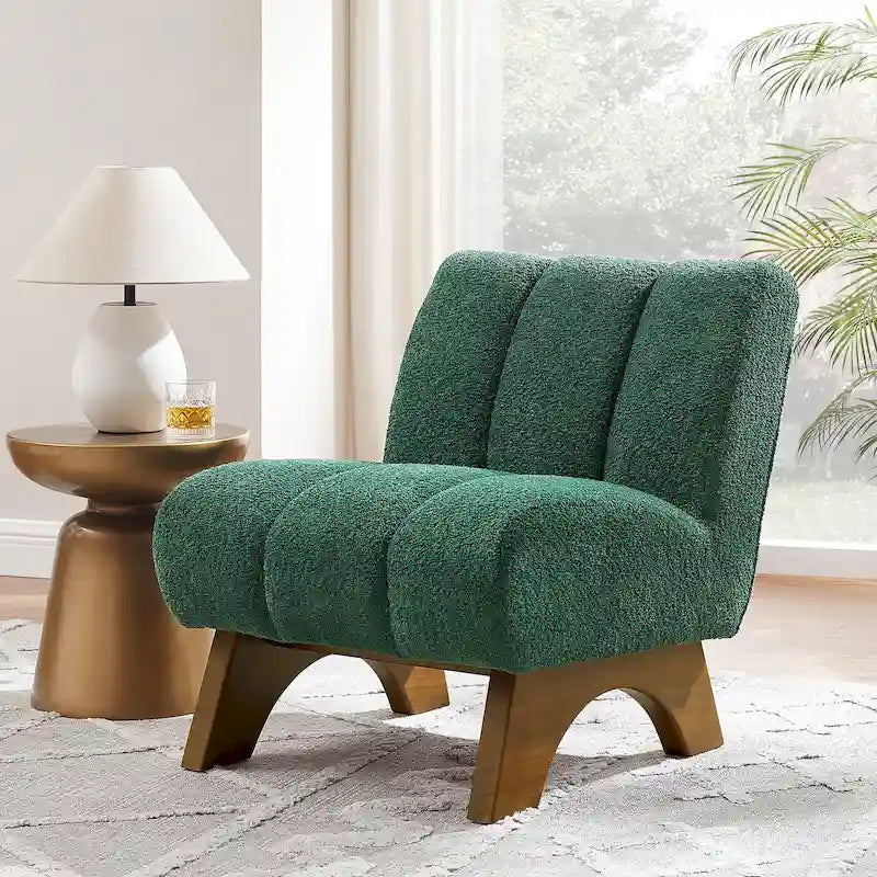 Fauteuil d'appoint Art Leon moderne en bois et tissu