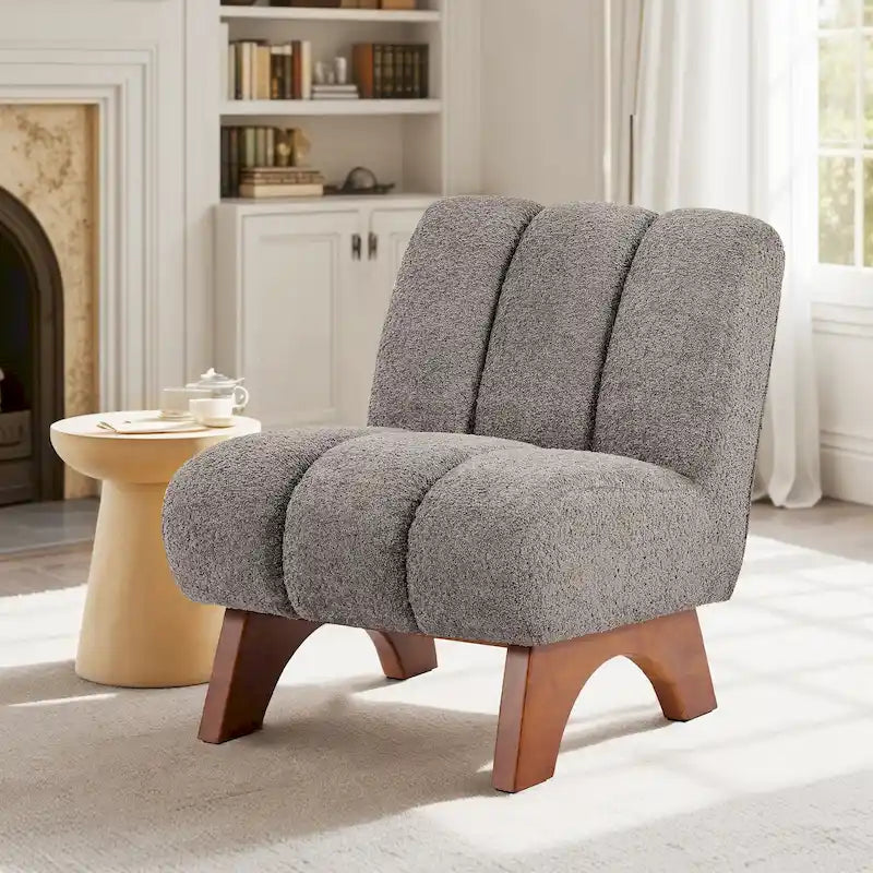 Fauteuil d'appoint Art Leon moderne en bois et tissu