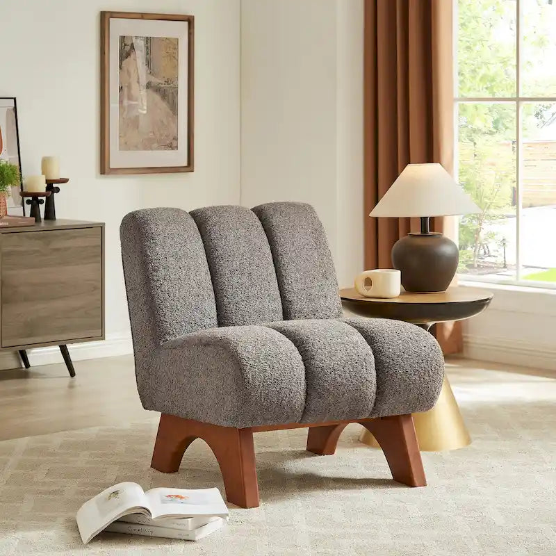 Fauteuil d'appoint Art Leon moderne en bois et tissu