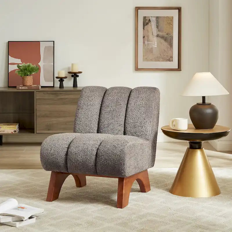 Fauteuil d'appoint Art Leon moderne en bois et tissu