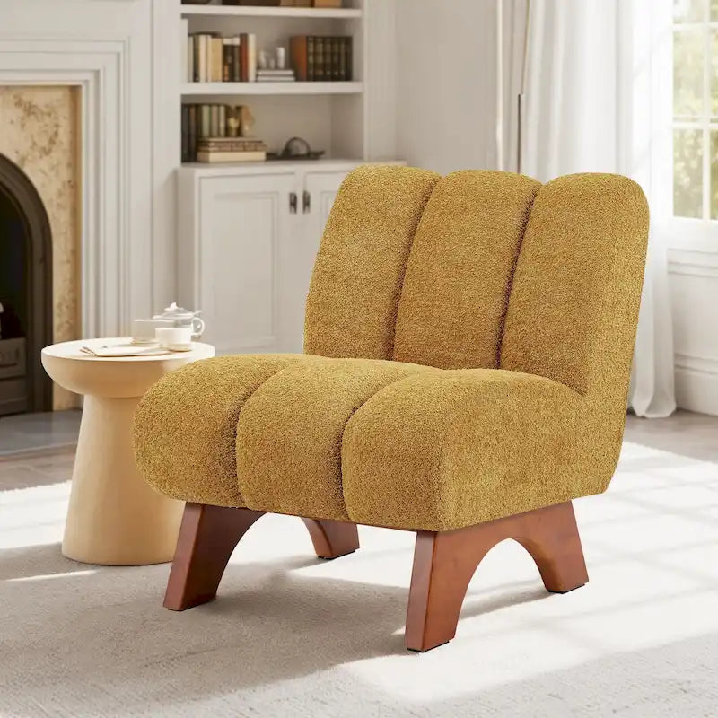 Fauteuil d'appoint Art Leon moderne en bois et tissu