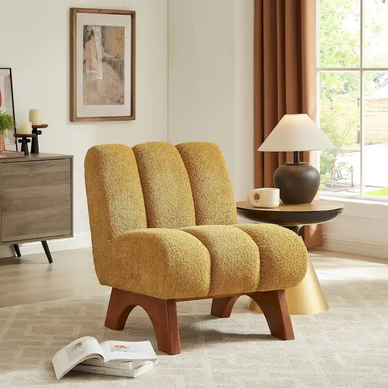 Fauteuil d'appoint Art Leon moderne en bois et tissu