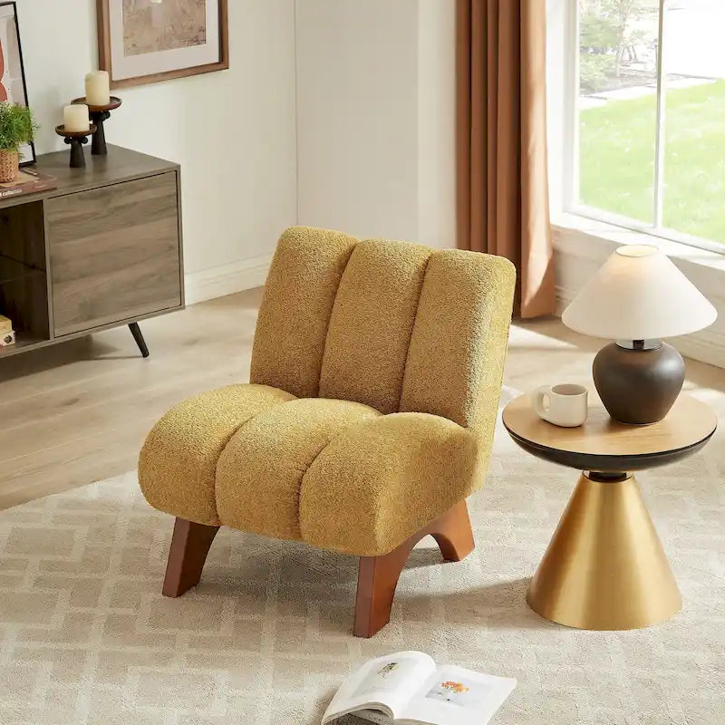 Fauteuil d'appoint Art Leon moderne en bois et tissu