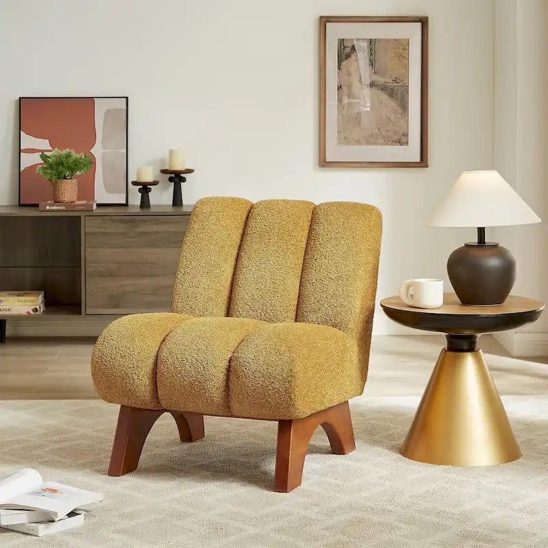 Fauteuil d'appoint Art Leon moderne en bois et tissu
