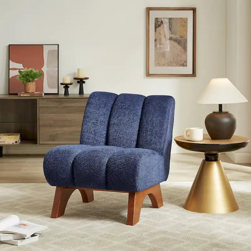 Fauteuil d'appoint Art Leon moderne en bois et tissu