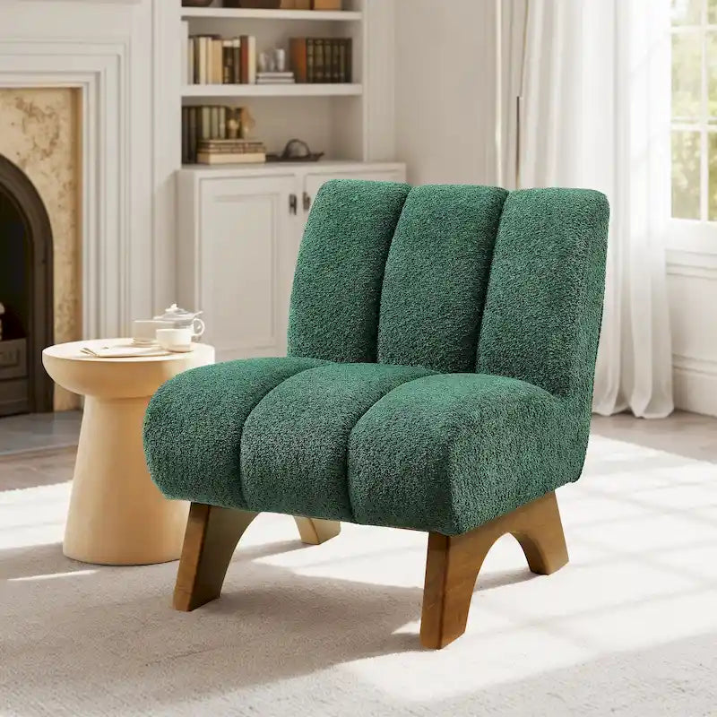 Fauteuil d'appoint Art Leon moderne en bois et tissu