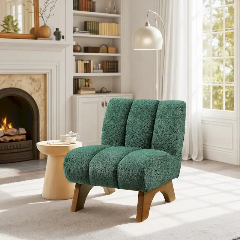 Fauteuil d'appoint Art Leon moderne en bois et tissu