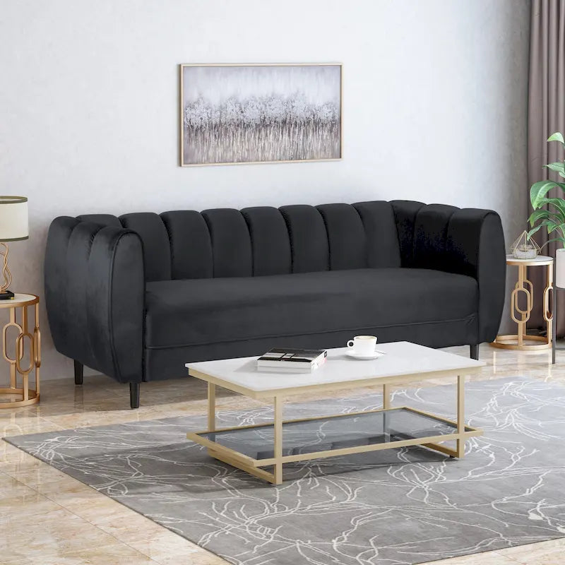 Canapé 3 places Bobran en velours moderne par Christopher Knight Home - 76,2 cm (P) x 211,8 cm (L) x 76,8 cm (H)