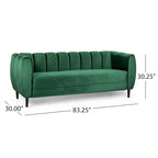 Canapé 3 places Bobran en velours moderne par Christopher Knight Home - 76,2 cm (P) x 211,8 cm (L) x 76,8 cm (H)