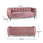 Canapé 3 places Bobran en velours moderne par Christopher Knight Home - 76,2 cm (P) x 211,8 cm (L) x 76,8 cm (H)