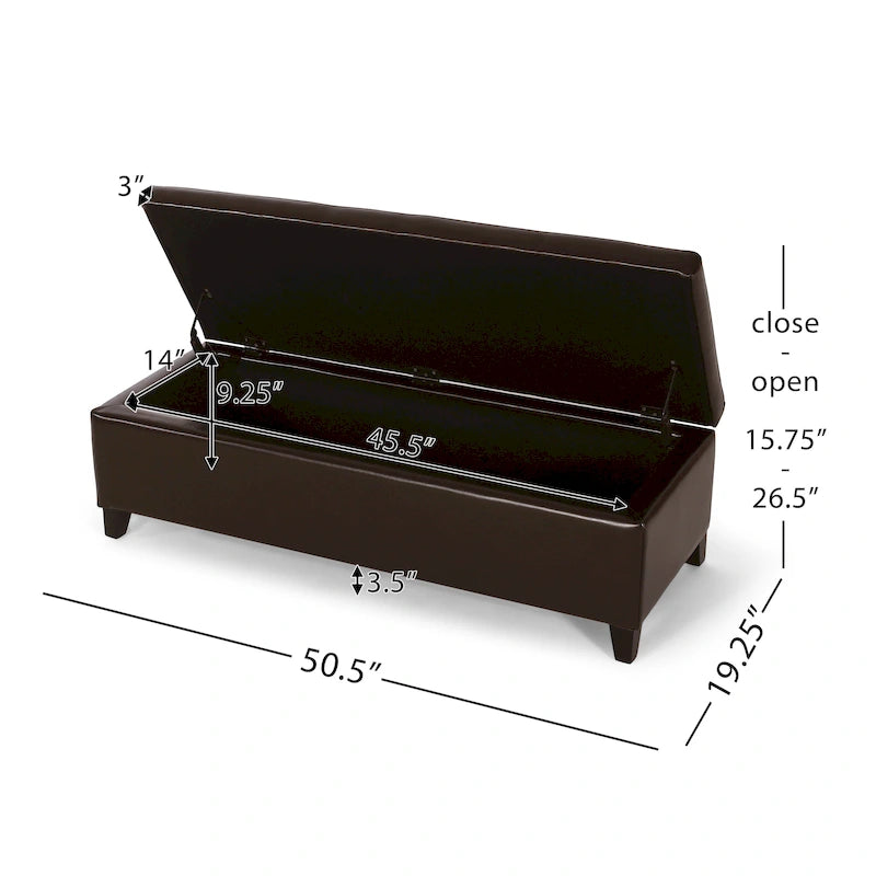 Banc ottoman de rangement en cuir reconstitué York par Christopher Knight Home