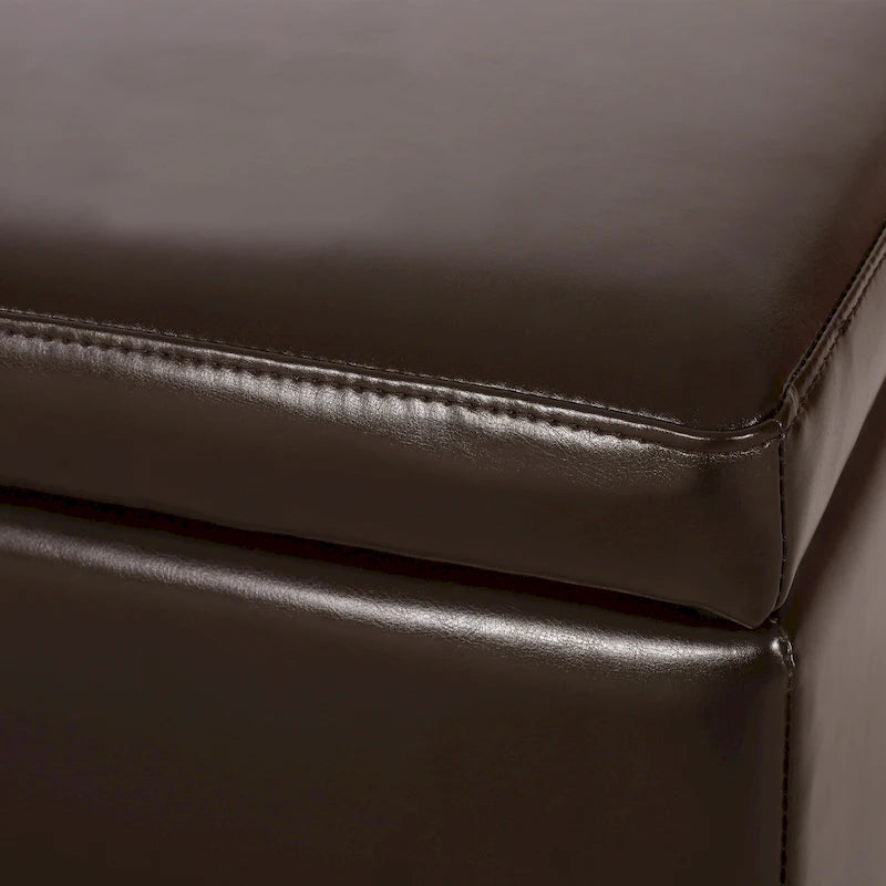 Banc ottoman de rangement en cuir reconstitué York par Christopher Knight Home