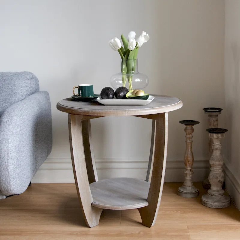 Table d'appoint rustique COZAYH avec étagère de rangement
