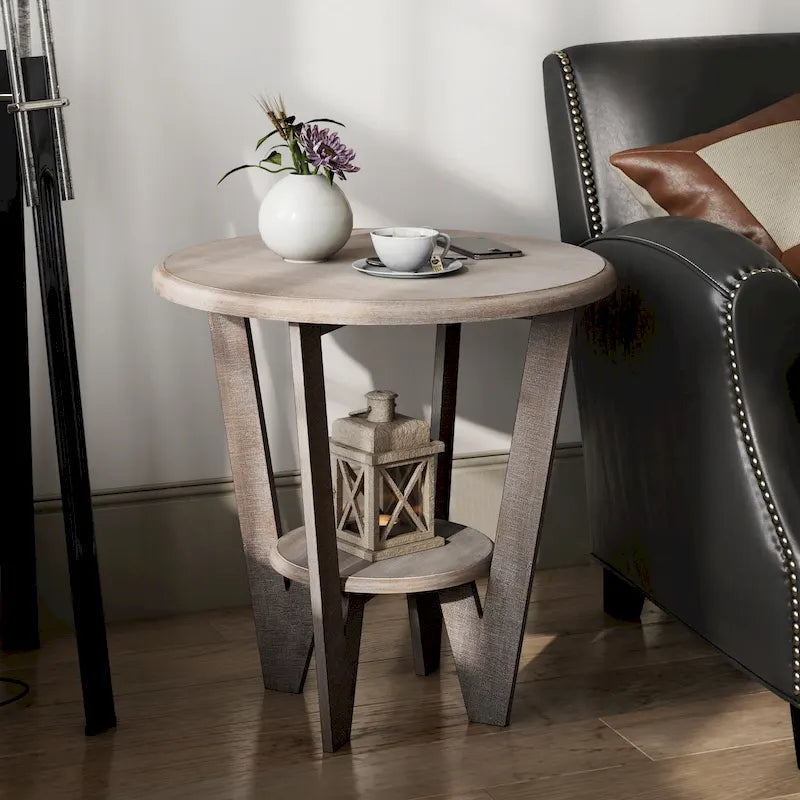 Table d'appoint rustique COZAYH avec étagère de rangement