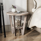 Table d'appoint rustique COZAYH avec étagère de rangement