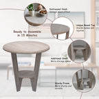 Table d'appoint rustique COZAYH avec étagère de rangement