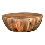 Table basse ronde Arthur en bois de manguier, marron foncé